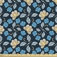 thumbnail image 1 of Boho Upholstery Fabric by the Yard, Abstract Striped Flowers Leaves and Dots, Decorative Fabric for DIY and Home Accents, Night Blue Multicolor by Ambesonne, 1 of 5