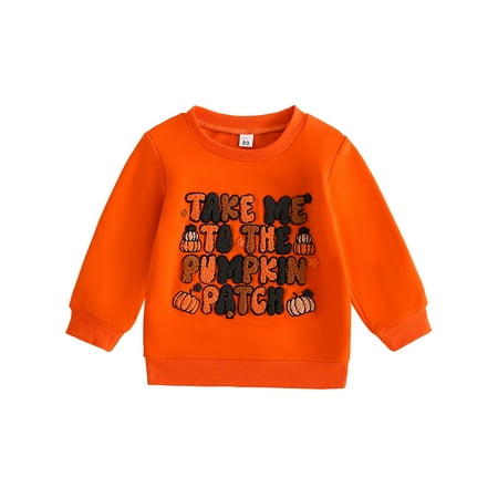

Suealasg Baby Boys Halloween Sweatshirt 1T 2T 3T Long Sleeve Round Neck Letter Pumpkin Print Pullover Tops Toddler Boys Autumn Casual Sweatshirt