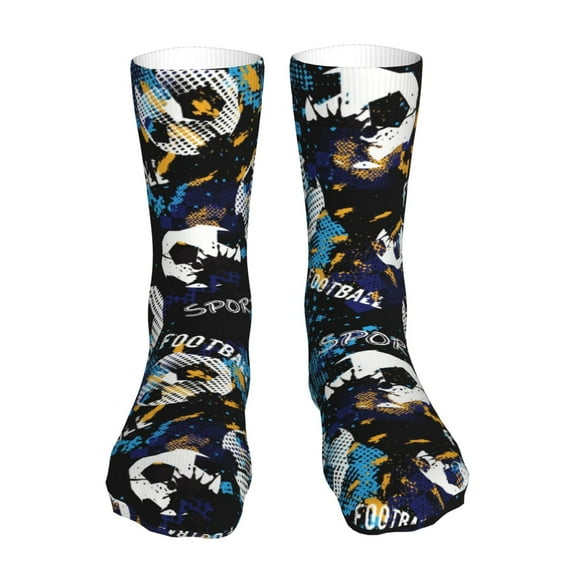 Gaeub Football Print Sports Socks,No Heel Casual Mid-Tube Socks,Crew Socks for Women and Man For Trouser, Dress, Business