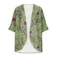 thumbnail image 3 of miqiqism 3/4 Sleeve Cardigan for Women 2024 Lightweight Fashion Open Front Cardigans Tops Juniors Casual Loose Comfy Jacket Flowy Hem Print Blouse Coat,Army Green,Small, 3 of 4