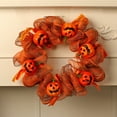 thumbnail image 5 of Kezqiaxn Halloween Door Decorations Fall Wreath Halloween Front Door Wreaths Welcome Sign for Front Door Hanging Pumpkin Mesh Garland Wreath Sign 40x40cm, 5 of 6