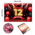 thumbnail image 1 of Feliz cumpleaños 12 Banner Telón de fondo rojo y negro 12 años de edad Fondo Bday Decoraci N\C N\C, 1 of 2