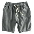 thumbnail image 3 of Sookity Mens Linen Shorts Casual Solid Color Summer Shorts Comfy Drawstring Elastic Waist Shorts Wide Leg Short Pants with Pockets Gray,XXXL, 3 of 4