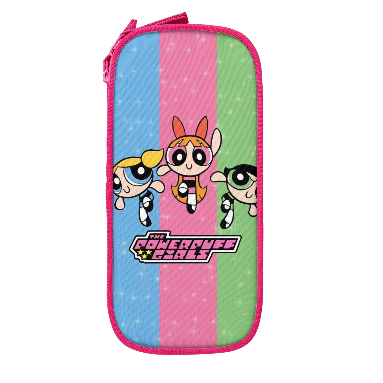 The Powerpuff Gi-rls Pencil Case Large Capacity Pencil Pouch Penbag Office Stationery Organizer Travel Makeup Bag Pink