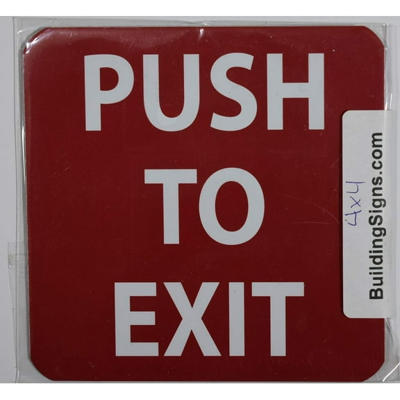 Push to EXIT Sign (RED,Sign 4 X 4,1 PC)