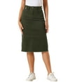 thumbnail image 1 of Unique Bargains Jupe en Denim pour Femme à Taille Haute, Ourlet Brut, Longueur Genou, Vert Armée, TG, 1 of 5
