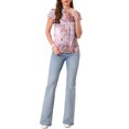 thumbnail image 2 of INSPIRE CHIC Satin Work Blouses for Women's Floral Vintage Cap Sleeve Business Casual Blouse XL Pink, 2 of 6