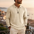 thumbnail image 2 of LWavelet Mens Linen Polo Shirt Long Sleeve Spring Fall Vacation Cotton Linen Shirt Casual Lightweight Button Collared Tops, 2 of 6