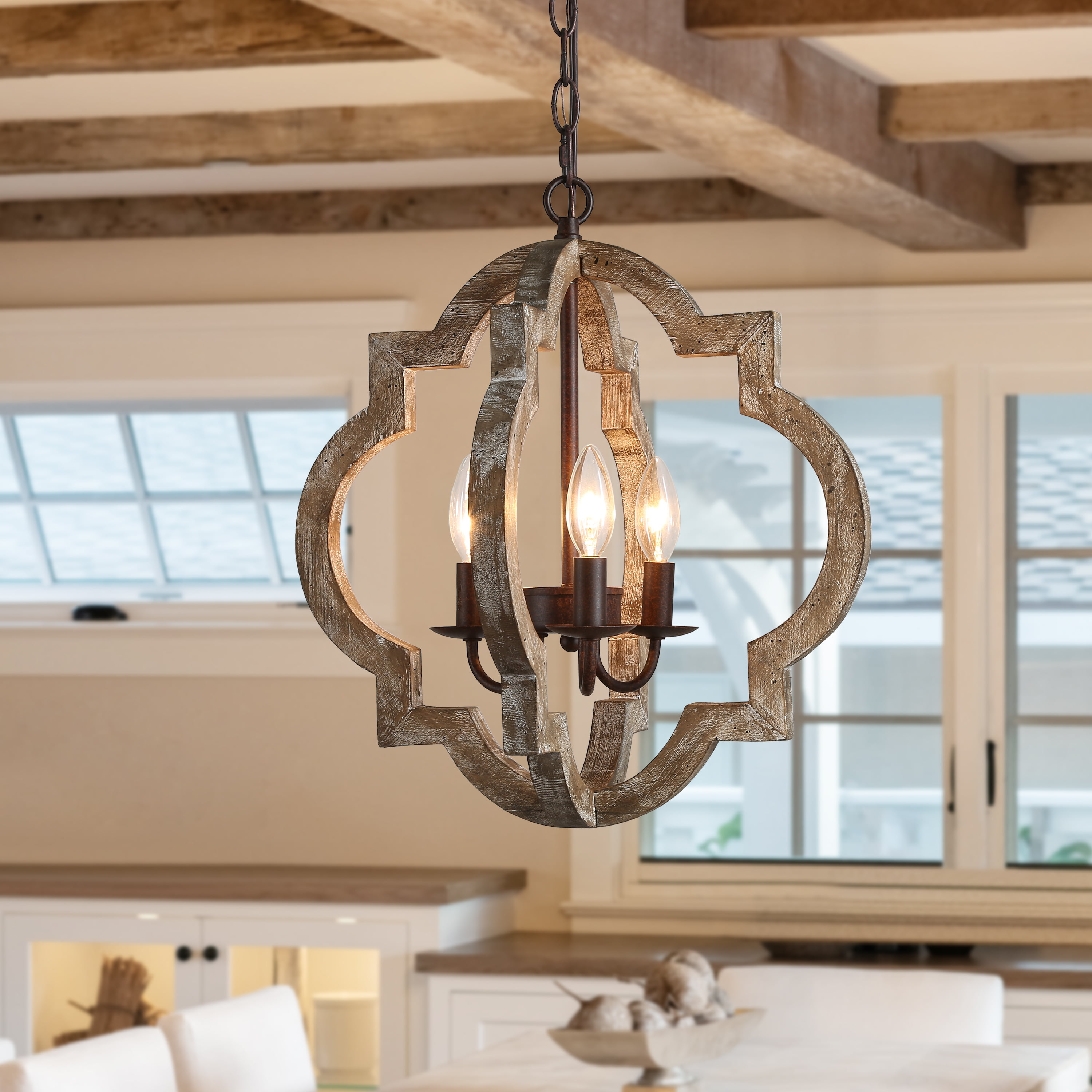 Turkish Ceiling Lamp Living Bedroom Chandelier with 3 Mosaic White Glass Globes