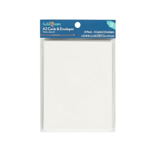 Hello Hobby A2 Blank All Occasion Greeting Cards, with Envelopes 4.25" x 5.5" (12 Count