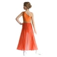 thumbnail image 2 of Ocealan Girls Lyrical Dance Dress Sleeveless Mesh Skirted Leotard Dress Stage Performance Kids Orange 6, 2 of 7