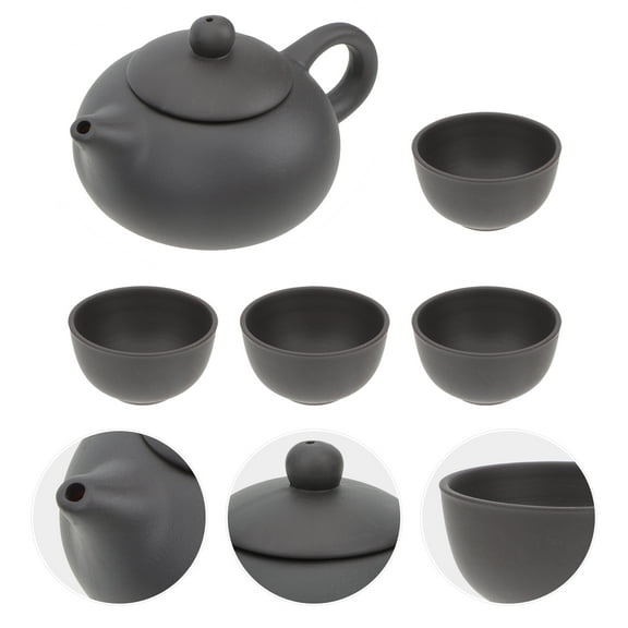 COMPUKAS Purple Clay Tea Set Teapot Kit Black 1 Set