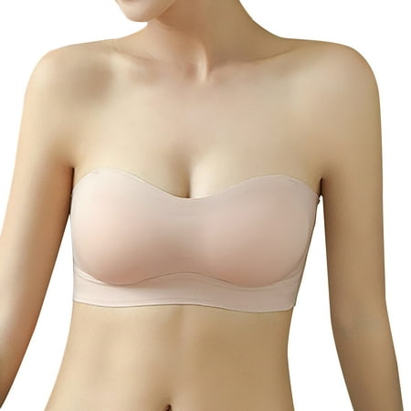 Molded Bra Women Seamless Bra Feature V-Neck Push-up Bra Style W-1796 Beige XXL