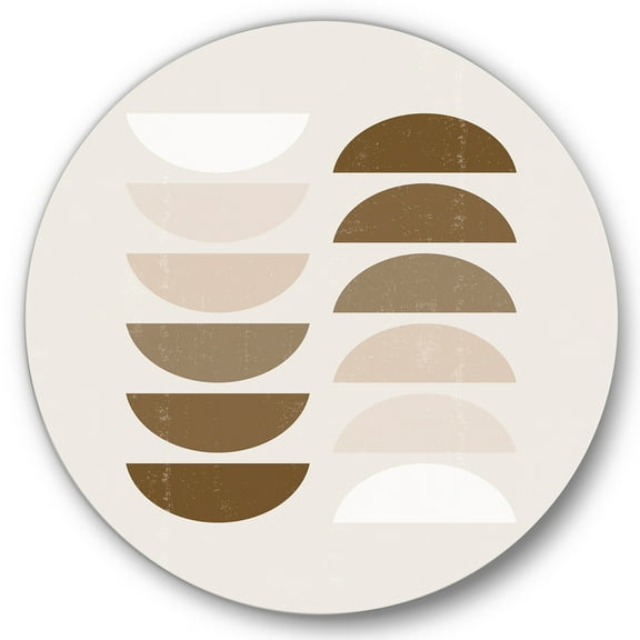 Designart 'Abstract Moon and Sun Geometrics In Terracotta II' Modern Circle Metal Wall Art 36x36 - Disc of 36