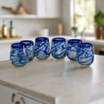 thumbnail image 4 of Mexican Stemless Wine Glass | Hand-Blown Blue Swirl (1Piece), 4 of 7