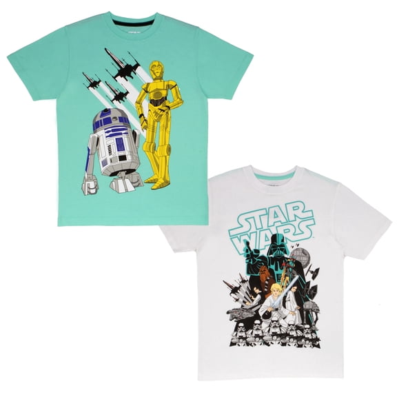 Star Wars Graphic Short Sleeve T-Shirts (Little Boys & Big Boys), 2-Pack Bundle, Sizes 4-16