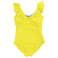 thumbnail image 6 of GEWSEY Women's Plus Size Bathing Suit One Piece Swim Dress Tummy Control Swimsuits Ruffle V Neck Swimwear Yellow, 4XL, 6 of 6
