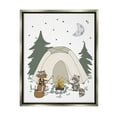 thumbnail image 3 of Stupell Industries Woodland Animals Camping Nature Tent Roasting Marshmallows Graphic Art Luster Gray Floating Framed Canvas Print Wall Art, Design by Sweet Melody Designs, 3 of 5