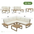 thumbnail image 6 of OC Orange-Casual Outdoor 4-Piece Acacia Wood Furniture Set, All-Weather Patio Sectional Sofa Set, Rope Lounge Couch with Wood Table, Cream White Cushion, 6 of 7