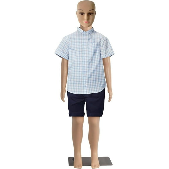 Child Mannequin Full Body Realistic Adjustable Detachable Manikin Display Head Turns Dress Form W/Metal Base 43.3" Height 02