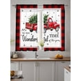 thumbnail image 4 of Christmas Red Truck Sheer Curtains 63 Inch Long 2 Panels, Winter Tree Snowflake Red Plaid Light Filtering Rod Pocket Semi Sheer Curtains, Sheer Voile Drapes for Living Room Bedroom, 52"x63", 4 of 5