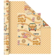 Hippie Brown Wrapping Paper Roll - 1 Roll 17” x 33 ft Rainbow Baby Shower Wrapping Paper for Girl Birthday Party Decor Supply Kids Gift Packing Favor Dot Design Reversible