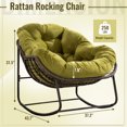 thumbnail image 2 of HONEY HOME Outdoor Papasan Rocking Chair, Oversized Indoor Rocking Chair with Cushion, Rattan Wicker Egg Chairs with Steel Frame, Porch Rocker Chairs Furniture for Garden Lawn Bedroom Living Room, 2 of 7