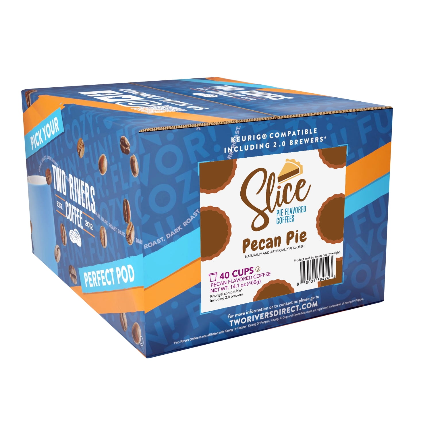 Slice Coffee Pecan Pie Flavored Coffee Pods for Keurig tea pods Brewers, 40 Count