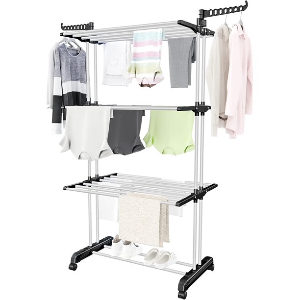Clothes Drying Rack, Oversized 4Tier 67.7" H Foldable Stainless Steel