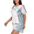 thumbnail image 2 of Bixox Women's Cute Elephant Printed Pajama Set 2 Piece Lounge Set Top and Shorts Soft Pajamas, Shorts with Pockets, 2 of 7