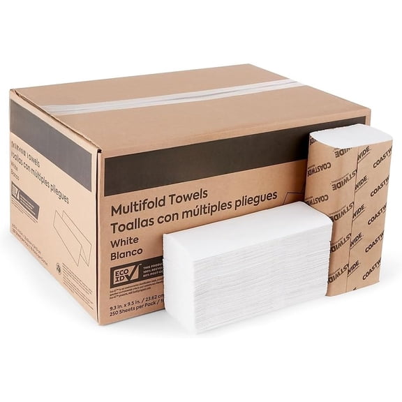 Professional Tri-Fold Paper Towels - White, Eco-Friendly, 250 Sheets per Pack, Bulk 16 Packs, Recycled Hand Towels for Dispensers