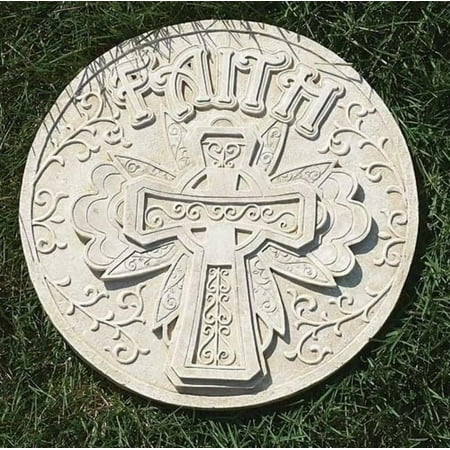 11 75 Religious Faith Scrolling Cross Decorative Round Garden 11 75 Religious Faith Scrolling Cross Decorative Round Garden Patio Stepping Stone