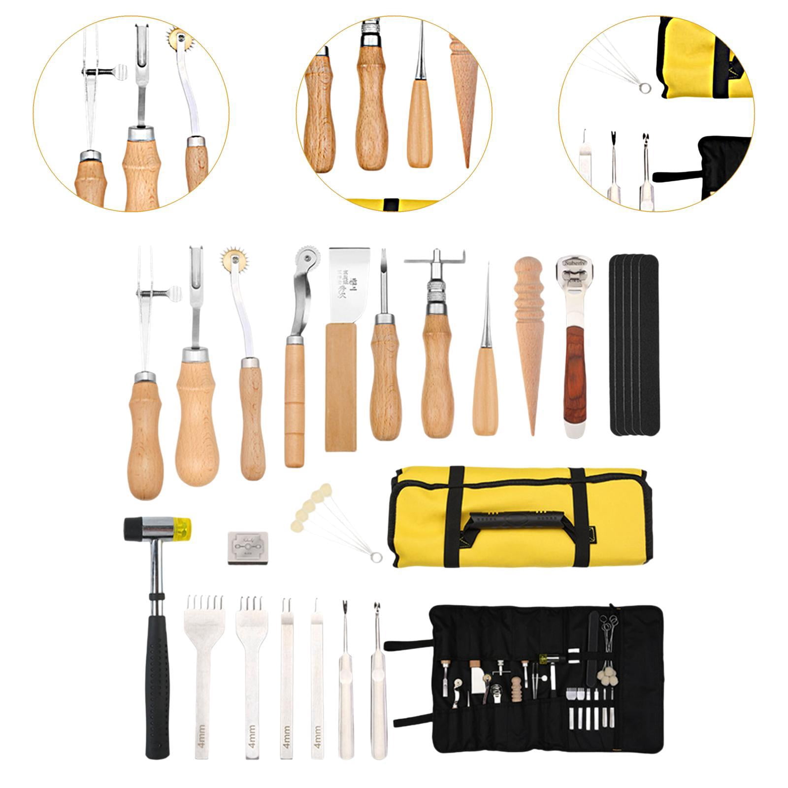 HOMYL 29 PC PU Leather Working Tools Kit Accessories Hole Punch PU Leather Stamp Tools