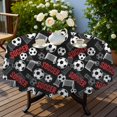 thumbnail image 4 of Football and Goal Black Pattern Round Tablecloth 70"x70", Wrinkle Resistant Wipeable Table Cover for Kitchen Dining Room Picnic Patio and Party, 4 of 6