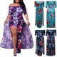 thumbnail image 4 of Vestido floral de talla grande para mujer, con abertura en el hombro, vestido de mono maxi informal Abanopi Morado/4X-grande, 4 of 7