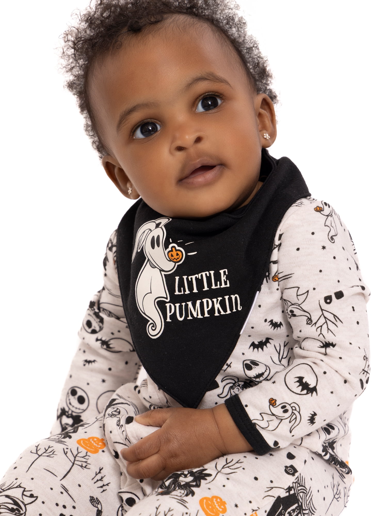 Halloween Nightmare Before Christmas Baby Boys or Girls Footed Sleep N Play Pajamas and Bib Set, 2-Piece, Sizes 0M-9M