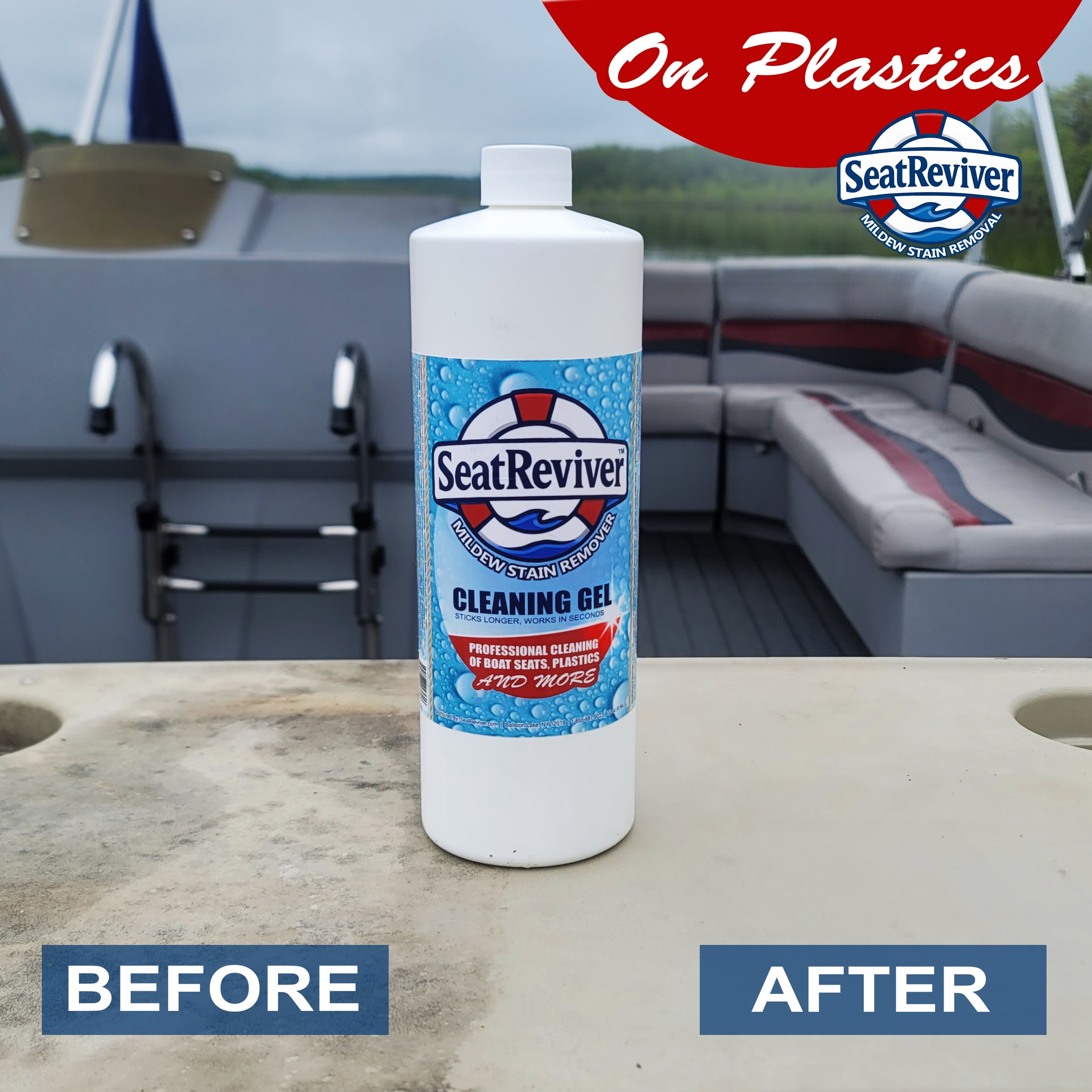Seat Reviver Mildew Stain Remover for Boat Seats, Vinyl, Plastic, 32oz