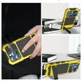 thumbnail image 5 of ELEHOLD Heavy Duty Case for iPhone 15 Plus,Rugged Military Grade Shockproof Case,with Screen Protector Built-in Hidden Foldable Kickstand Metal Back Cover Case for iPhone 15 Plus 6.7" - Yellow, 5 of 10