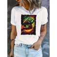 thumbnail image 1 of Camiseta básica para mujer verano SuaveWomen'S Casual Crew Neck T-Shirt with Geometric Vinyl Print, Polyester 95% Spandex 5% Knit Fabric, Medium Stretch, All Season Fashion TopFather's Day, Mother's, 1 of 6