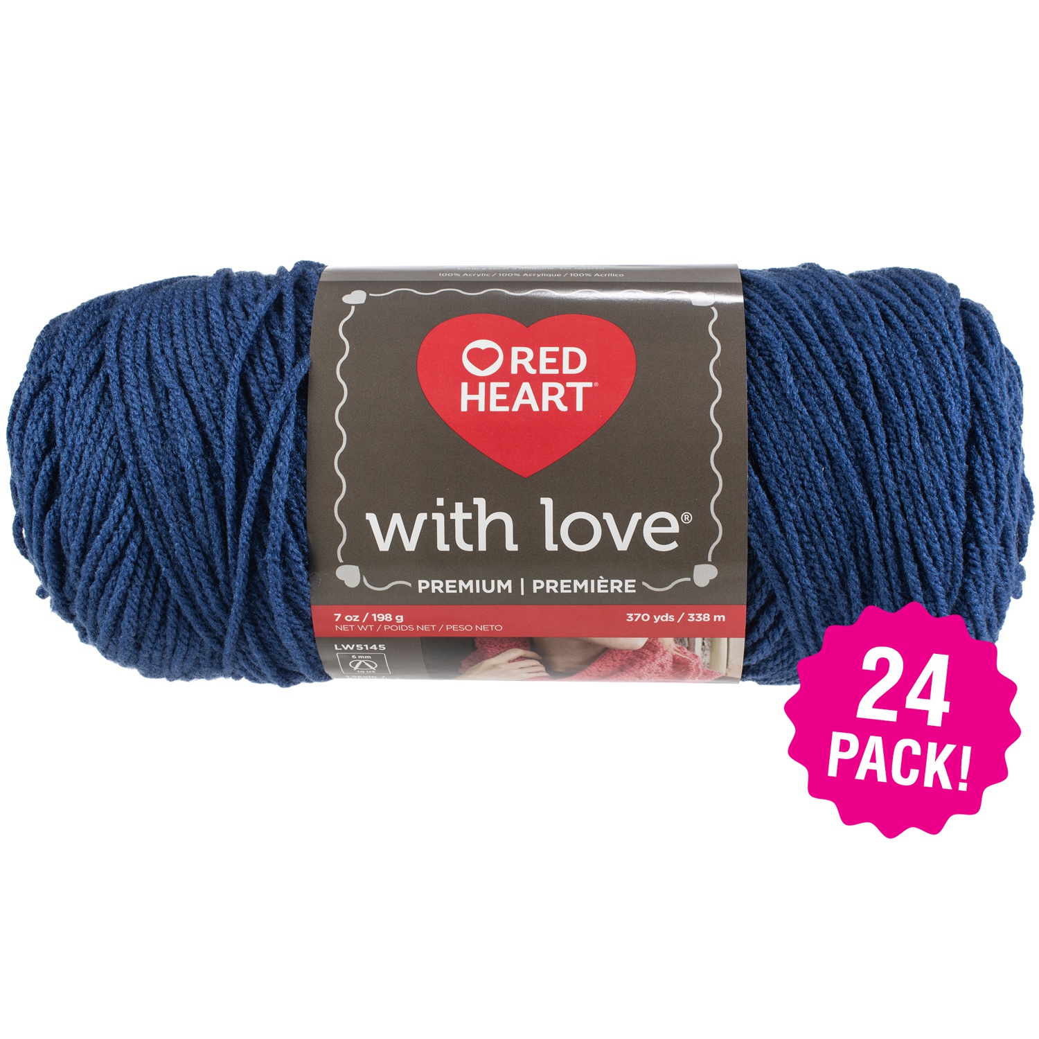 Red Heart With Love Yarn True Blue, Multipack of 24