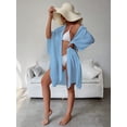 thumbnail image 3 of Batwing Sleeve Beach Cover Up Button Front Kimono Bathing Suit Cover Ups (Light Blue,One Size), 3 of 6
