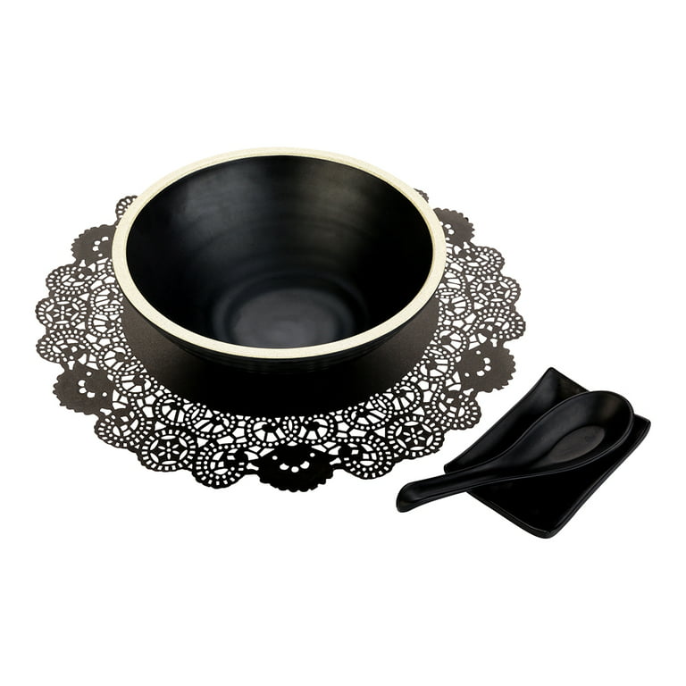 Pastry Tek Black Paper Doilies - Lace - 12 inch x 12 inch - 100 Count Box