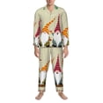 thumbnail image 3 of Honeii Christmas Card With Gnomes Pattern Mens Pajamas Set,2pcs Men's Lounge Long Sleeve Sleep Shirt and Pajama Bottoms Sleepwear Set,Mens Pjs Sets-Medium, 3 of 7