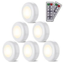 6 Pack Under Cabinet Lights with Remote,Wireless LED Closet Lights,Dimmable Puck Lights for Kitchen Cabinet and Closet,Warm White