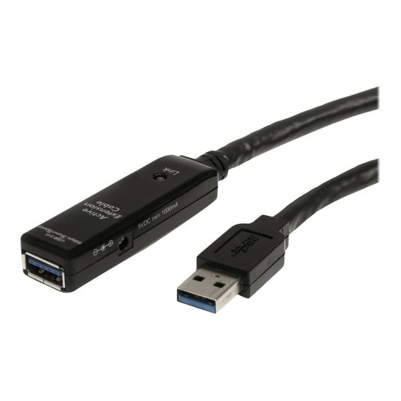 StarTech.com 32.8 Pieds Active USB 3.0 Extension Cable with AC Power Adapter Usb3 3.0 - Shielded - Male to Female USB 1 Type A (5Gbps) Extender (USB3AAEXT10M) - Câble d'Extension USB - USB Type A (m) à USB Type A (F) - USB 3.0 - 33 Pieds - Actif - Noir - pour P/N : PEXUSB3S42V, PEXUSB3S44V, S352bu33h