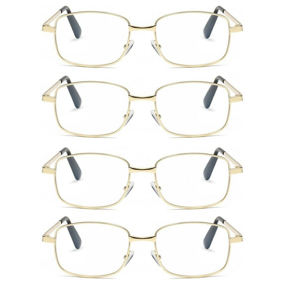 4 Pairs Mens Womens Metal Frame Clear Lens Reading Glasses Fashion Classic Readers 1.00