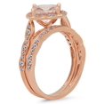 thumbnail image 2 of 14K Rose Gold Cushion Cut Morganite & Round Cut White Diamond Ladies Bridal Engagement Ring Set 2 CT, 2 of 4