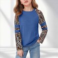 thumbnail image 2 of HCNTES Toddler Girl Shirts Ruffle Long/Short Sleeve Baby Girl T-Shirts Kids Blouse, Ribbed Toddler Girl Tee Tops(Blue,5-6 Years), 2 of 5