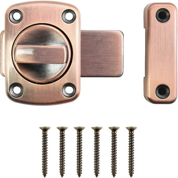 Loquet Rotatif de Porte Loquet Tournant Verrou de Porte Interieure, Loquet pour Porte Salle de Bains Chambre Toilette, Bronze Rouge