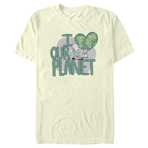 Men's Rocko's Modern Life I Heart Our Planet  Graphic Tee Beige Small